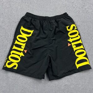 VTG Doritos Brand Shorts Mens Large Black 6" Spellout Chips Promo USA Made Retro